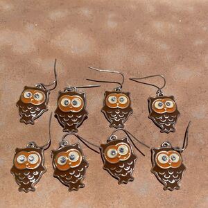 Four Pairs of Owl Earrings